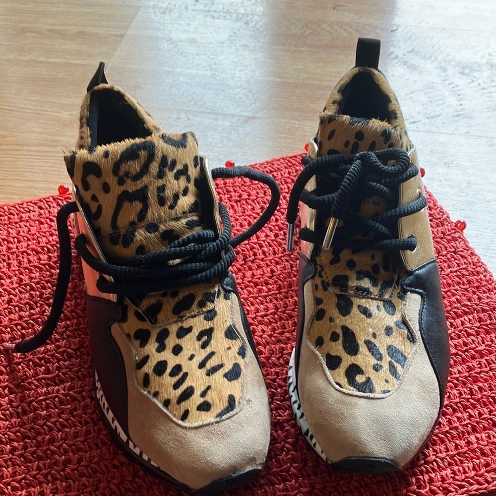 Steve Madden Women’s Cliff Leather Leopard Sneakers..Size 9. Preowned. - Picture 1 of 9